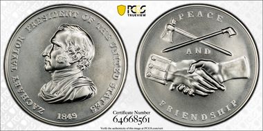 (2022) Medal Zachary Taylor "1849" Silver Matte Finish MS69