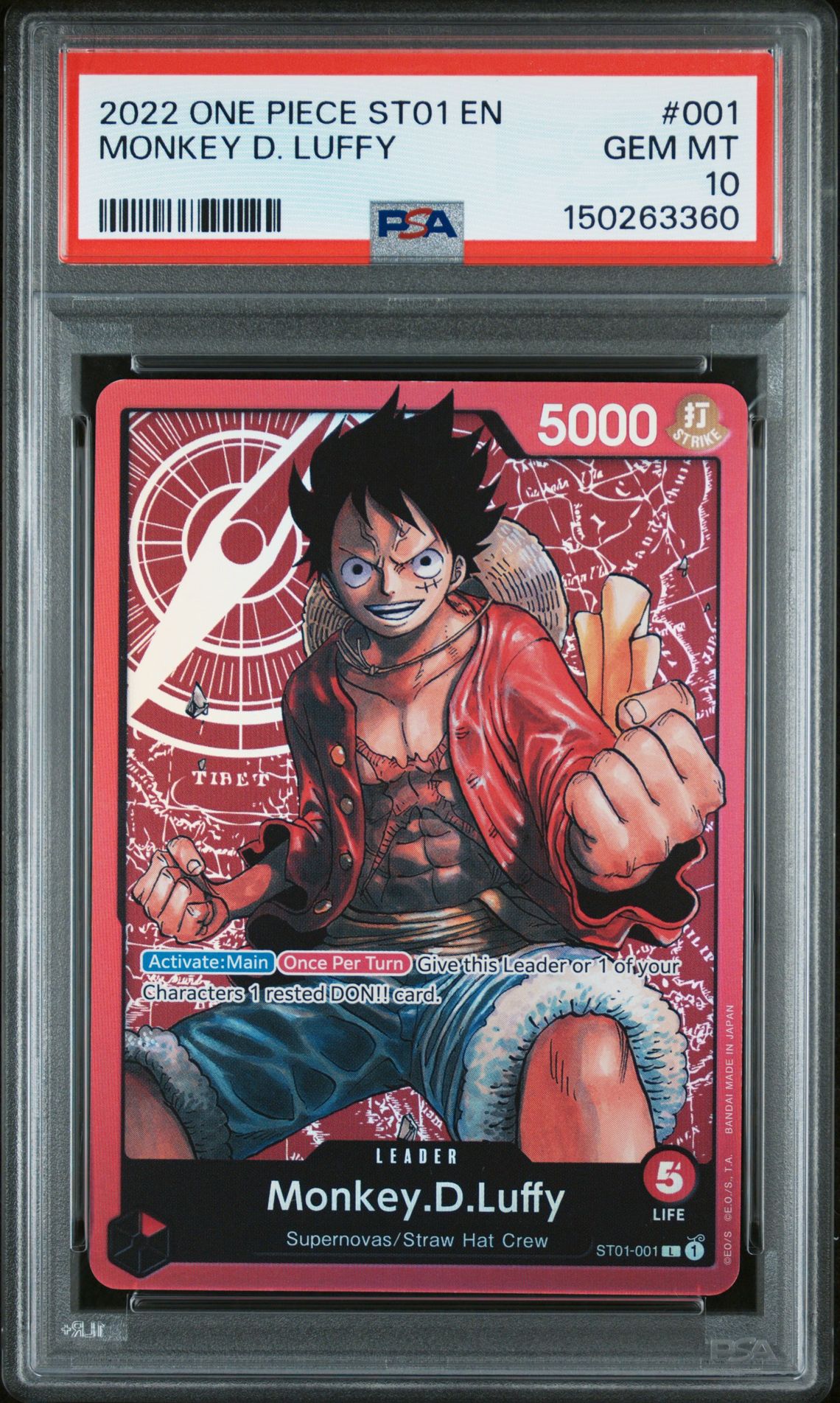 2022 One Piece ONE PIECE STARTER DECK ST01-STRAW HAT CREW ERRATA #001 Monkey D. Luffy front