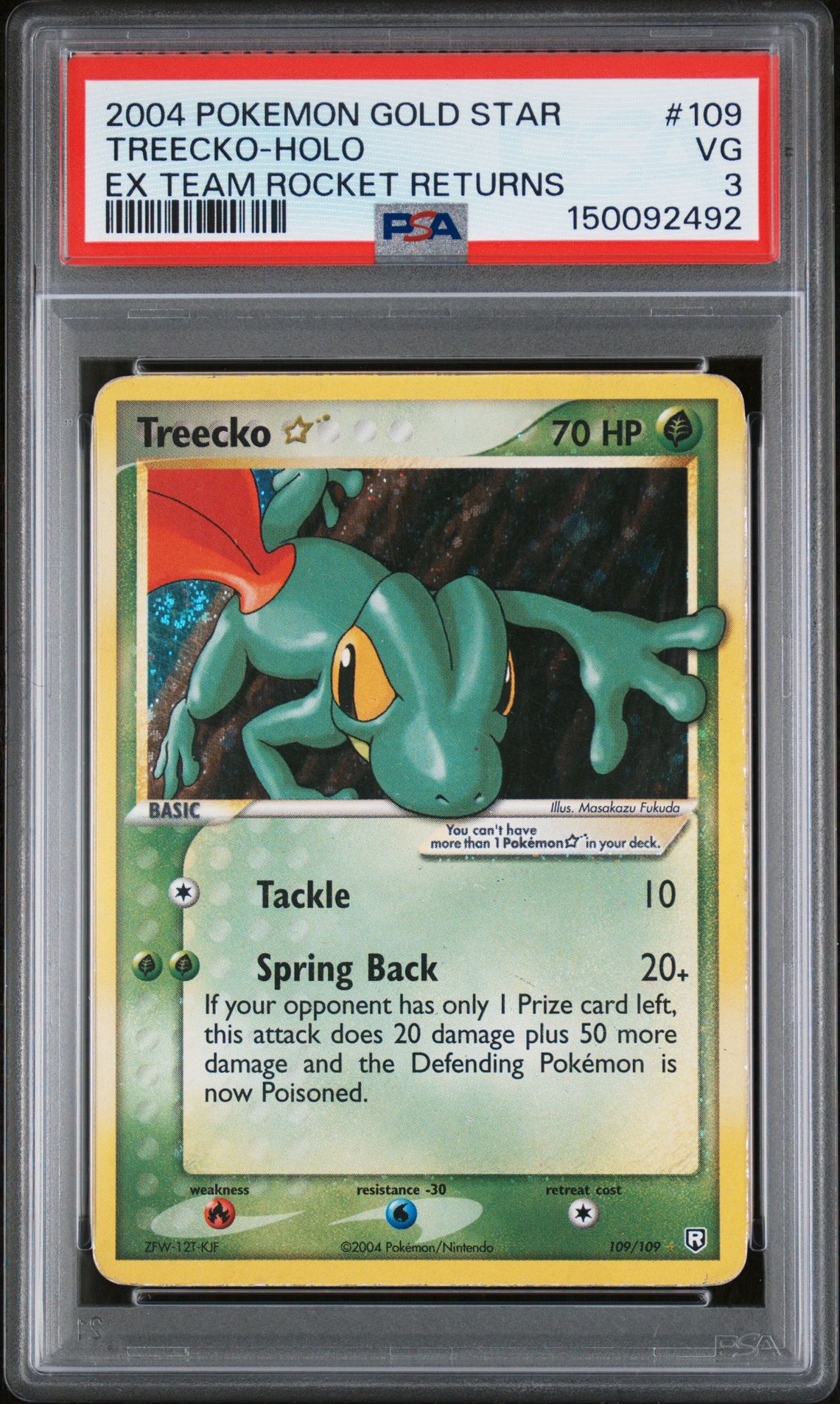 2004 Pokemon POKEMON EX TEAM ROCKET RETURNS #109 Treecko-Holo front