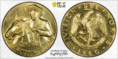1960 Medal Grove-P-372 Au, Francisco Villa MS61