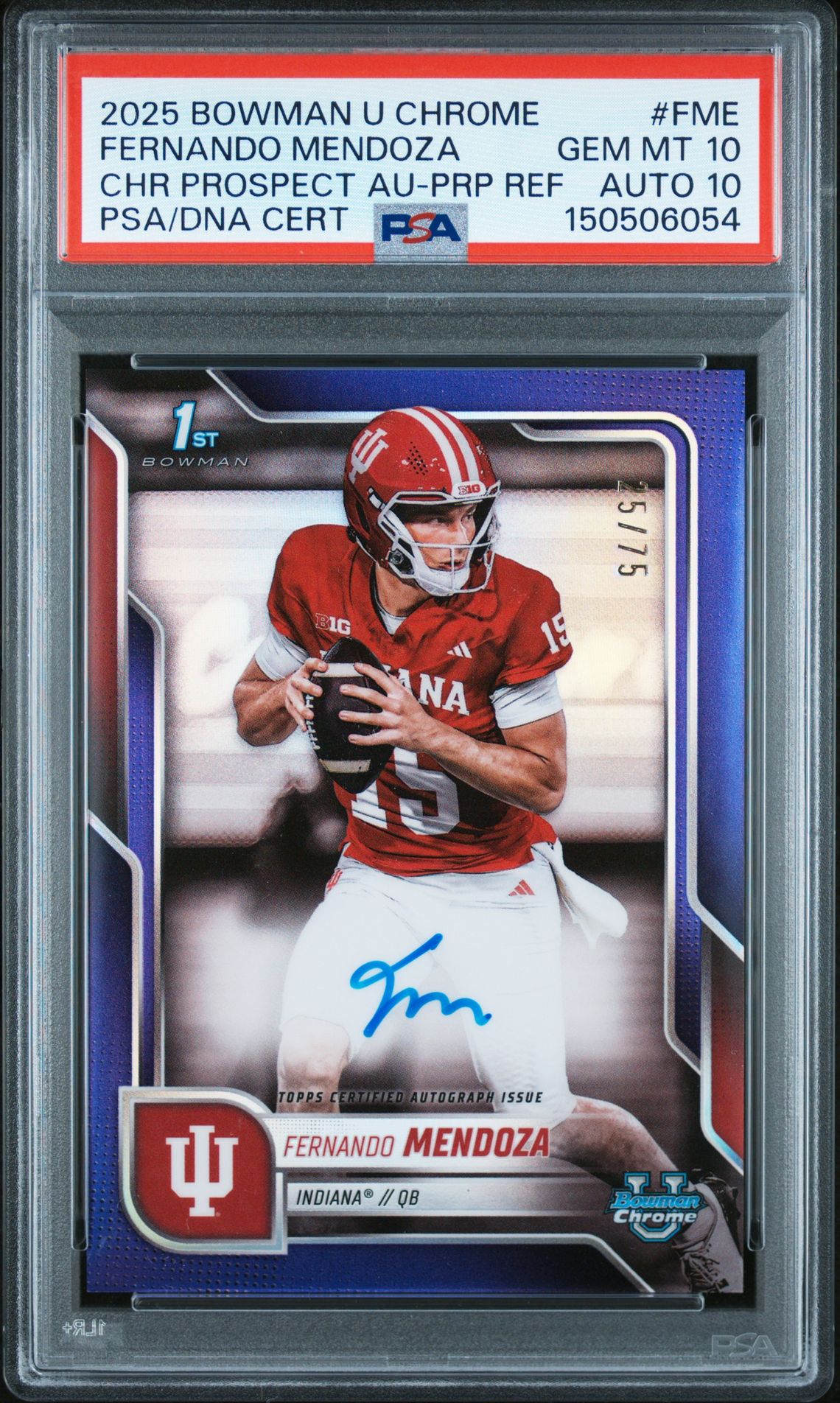 2025 Bowman Bowman University Chrome Bowman Chrome Prospect Autographs #FME Fernando Mendoza front