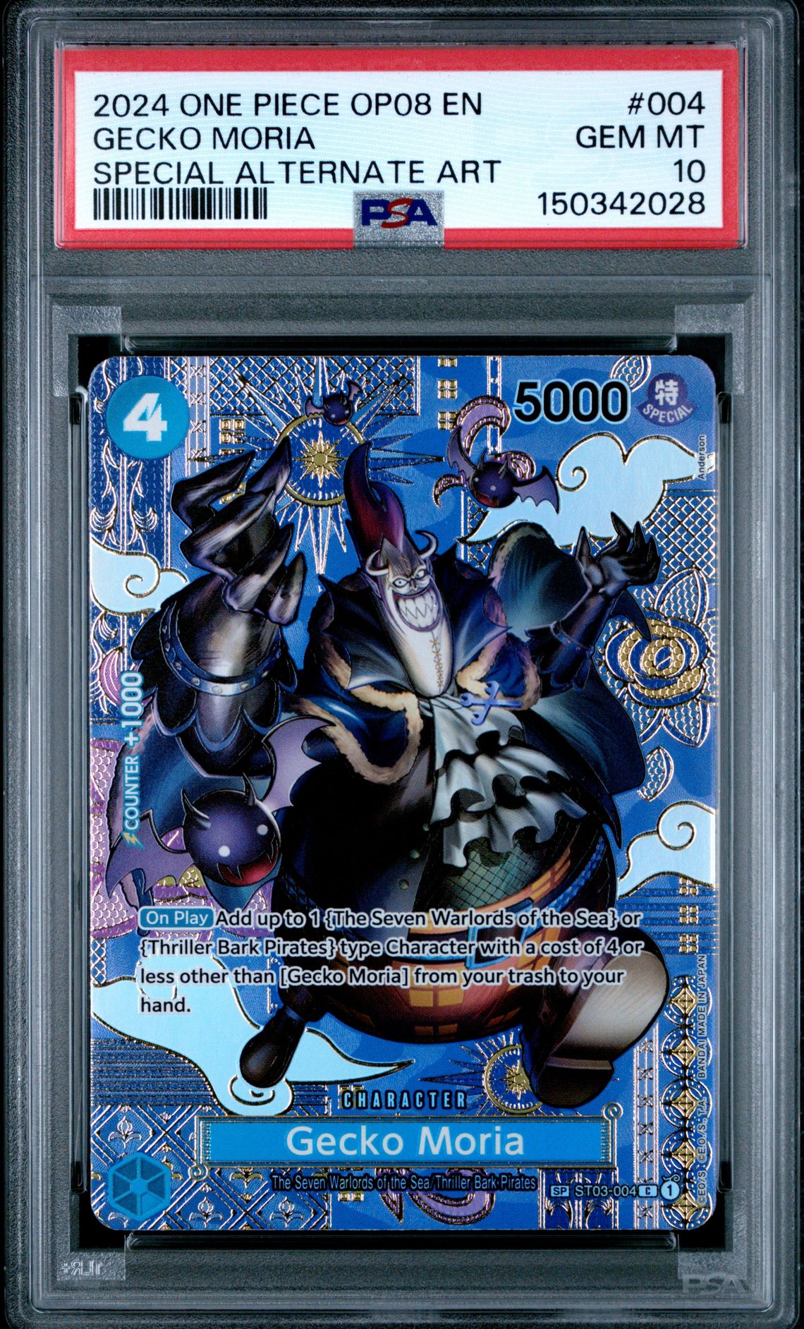 2024 One Piece ONE PIECE OP08-TWO LEGENDS SPECIAL ALTERNATE ART #004 Gecko Moria front