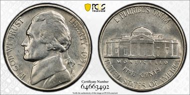 1951-S 5C MS66FS