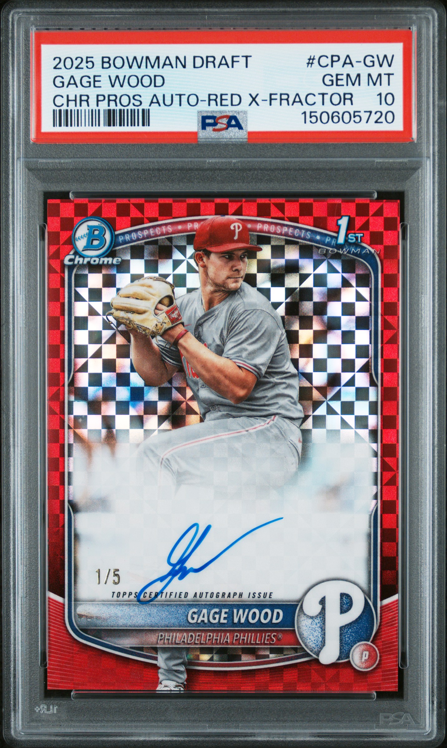 2025 Bowman Draft BOWMAN DRAFT CHROME PROSPECT AUTOGRAPHS Xfractor #CPA-GW Gage Wood front