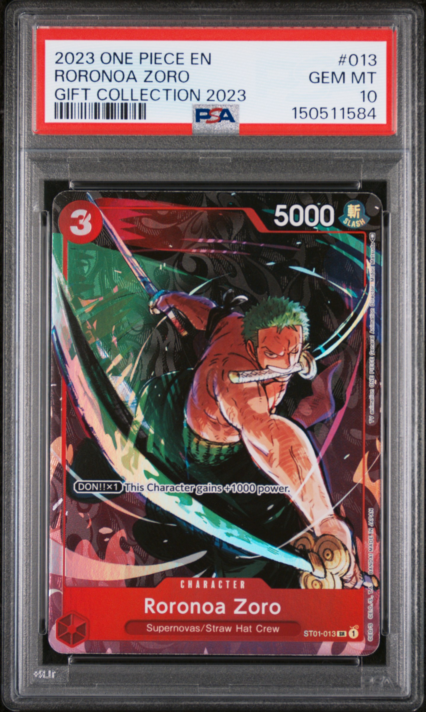 2023 #013 Roronoa Zoro PSA 10 One Piece Gift Collection 2023