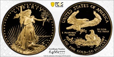 1986-W $50 Gold Eagle PR69DCAM