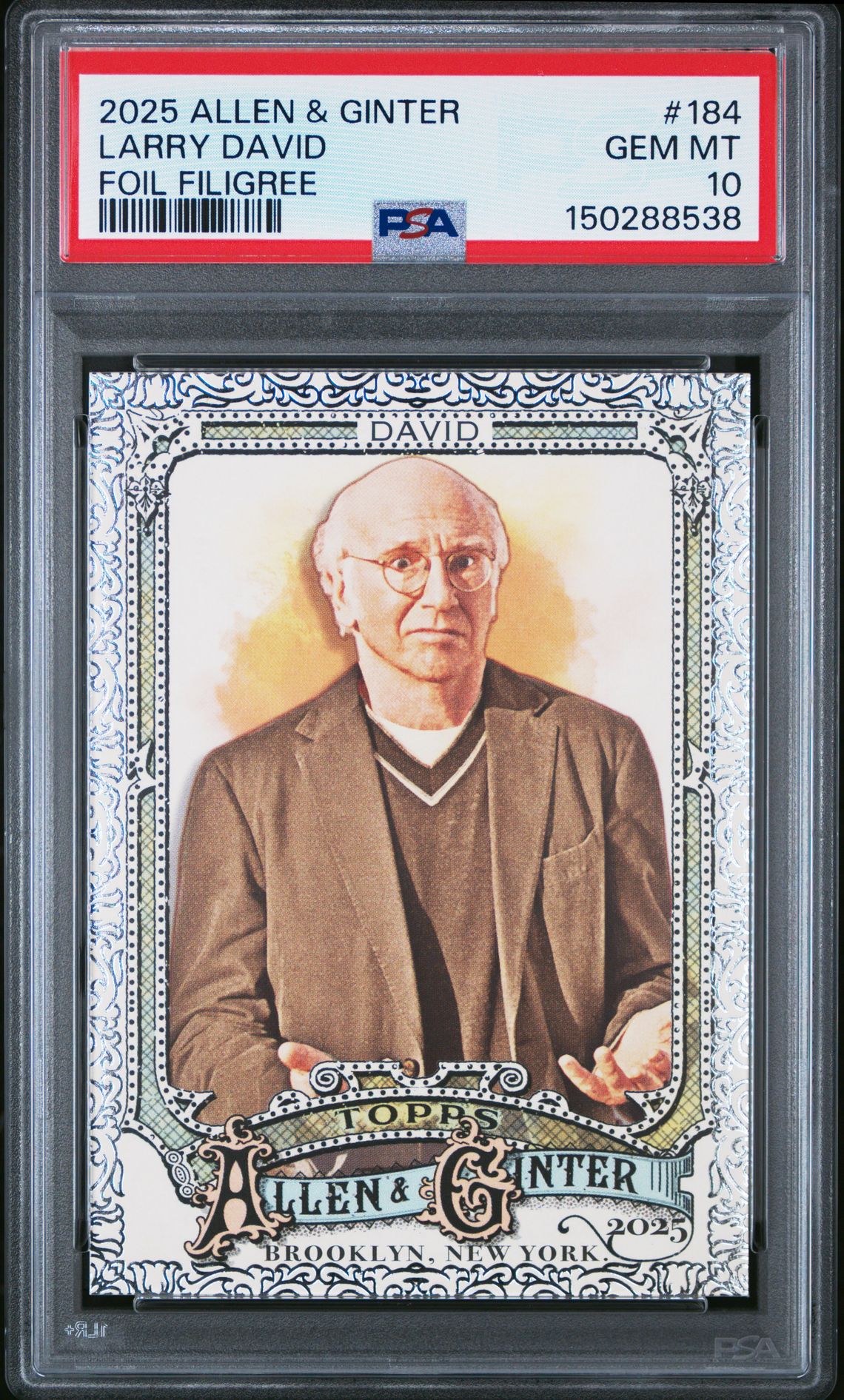 2025 Topps TOPPS ALLEN & GINTER FOIL FILIGREE #184 Larry David front