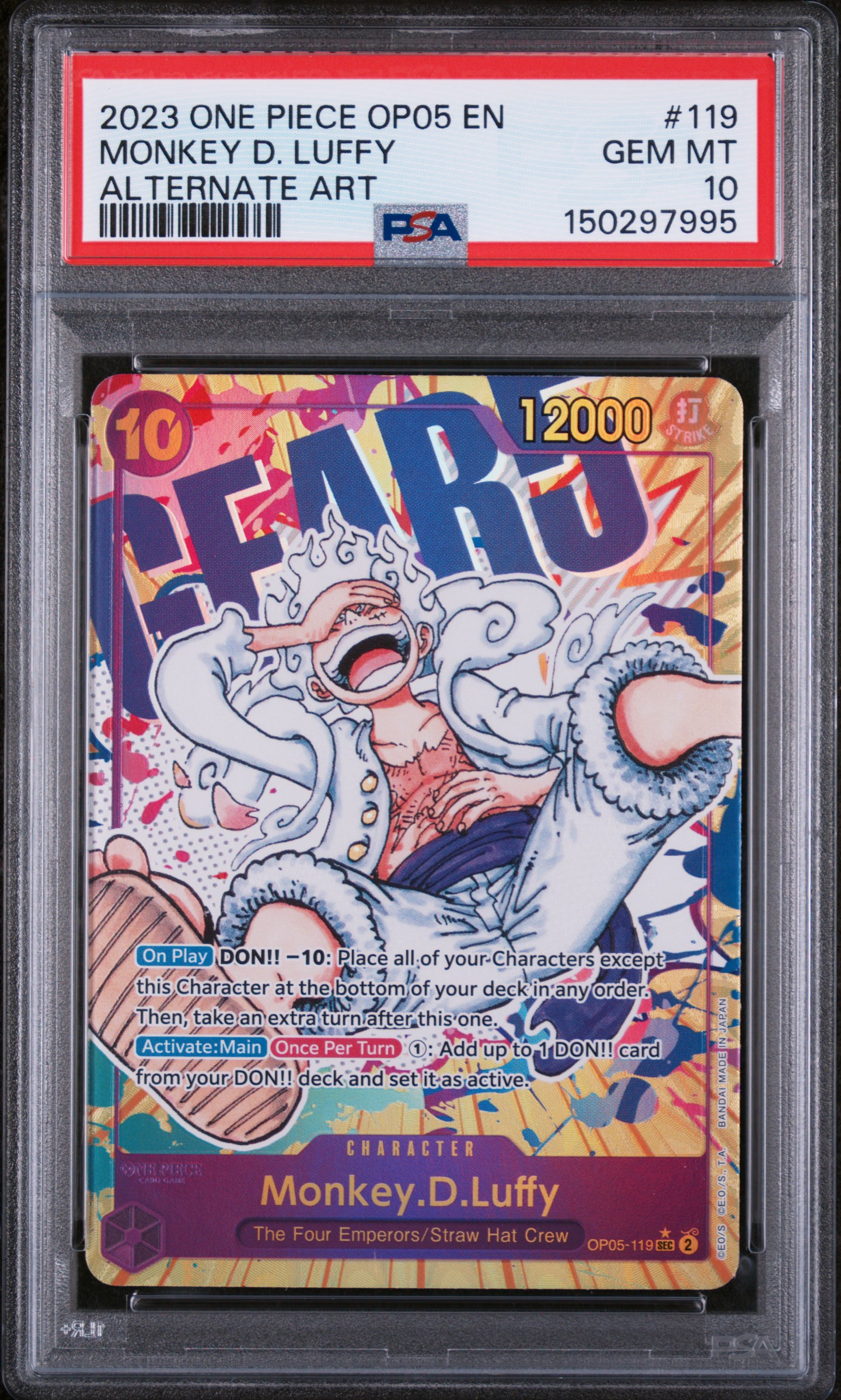 2023 #119 Monkey D. Luffy PSA 10 One Piece OP05-Awakening of the New Era