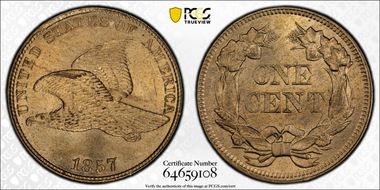 1857 1C Flying Eagle MS64