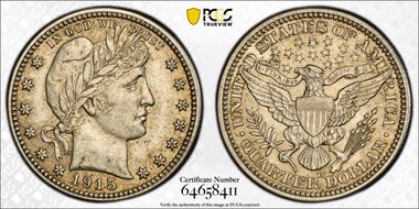 1915-D 25C AU58