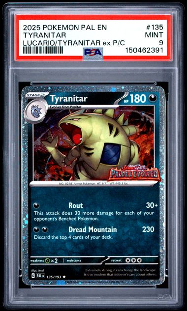 2025 Pokemon Paldea Evolved Lucario/Tyranitar E X P/C #135 Tyranitar front