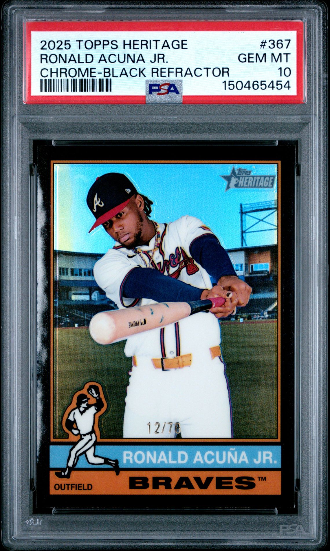 2025 Topps Heritage TOPPS HERITAGE CHROME-BLACK REFRACTOR #367 Ronald Acuna Jr. front