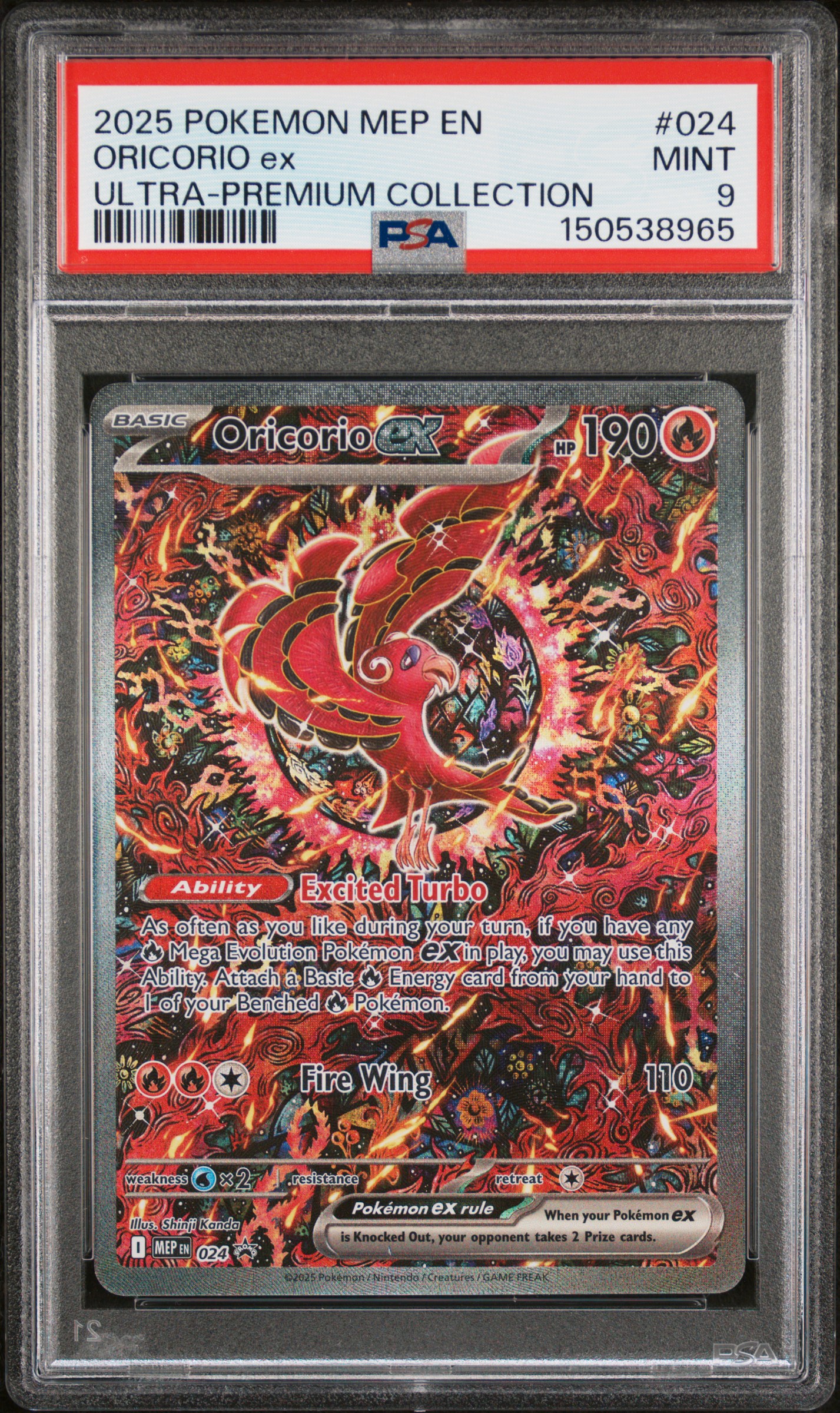 2025 #024 Oricorio EX PSA 9 Mep EN-Me Black Star Promo