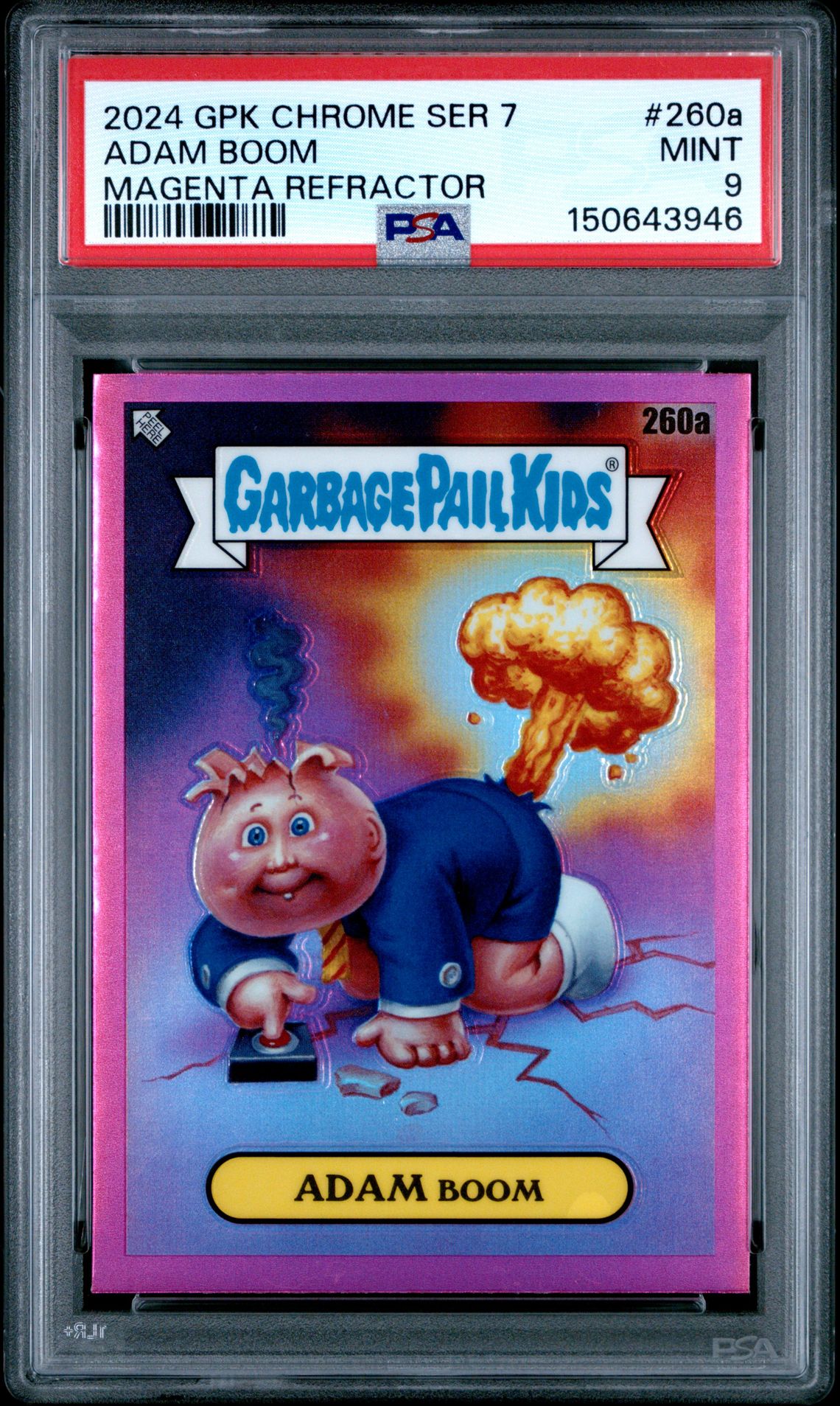 2024 Topps TOPPS CHROME GARBAGE PAIL KIDS ORIGINAL SERIES 7 Magenta #260A Adam Boom front