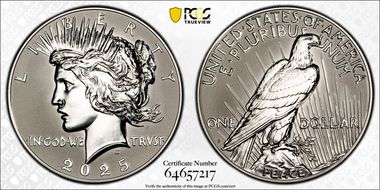 2025-S $1 Peace Dollar Rev PR Two-Coin Reverse Proof Set PR70