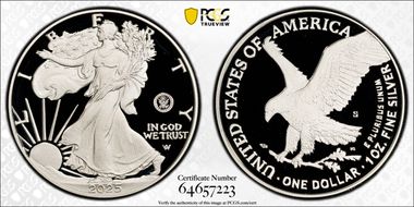 2025-S $1 Silver Eagle w/ U.S. Navy Privy 250th Anniversary PR70DCAM