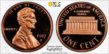 1987-S 1C PR69DCAM