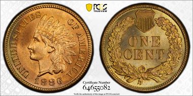 1886 1C Type 1 MS65+ RB