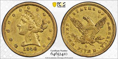 1840-O $5 XF45