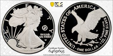 2025-P $1 Silver Eagle w/ US Marine Corps Privy 250th Anniversary PR70DCAM