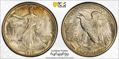 1917-S 50C Obverse MS65