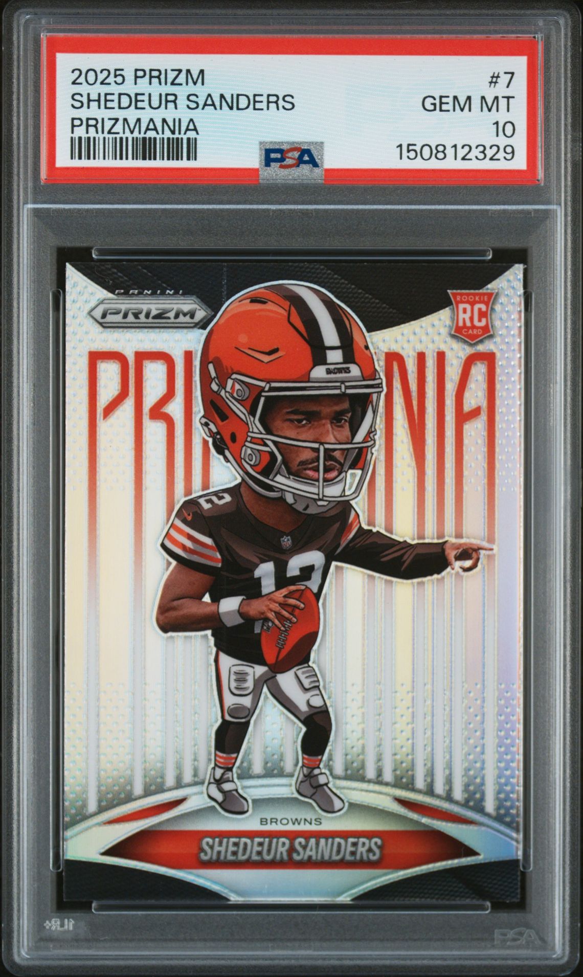 2025 Panini Prizm Prizmania Shedeur Sanders #7 Gem Mt 10 front view - PSA graded GEM MT 10