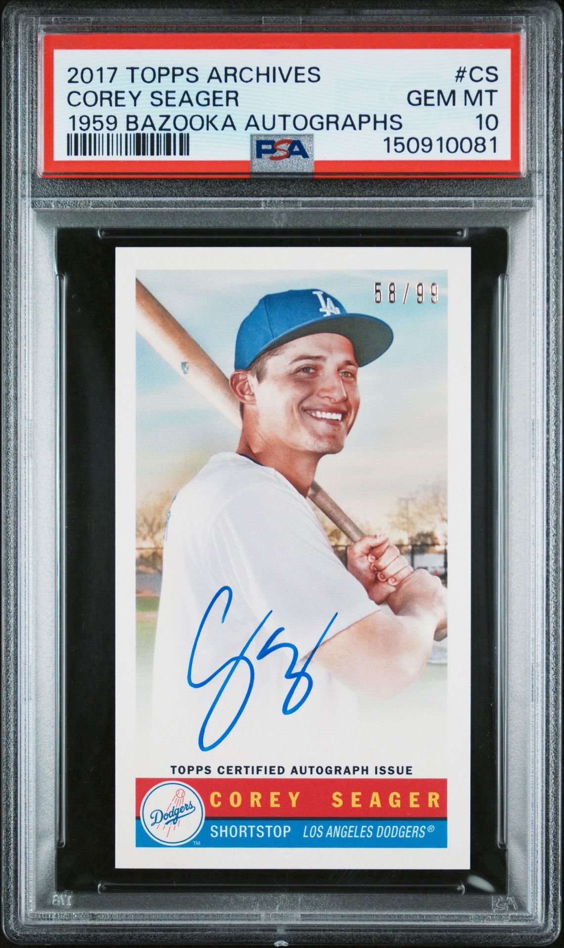 2017 Topps TOPPS ARCHIVES 1959 BAZOOKA AUTOGRAPHS #CS Corey Seager front