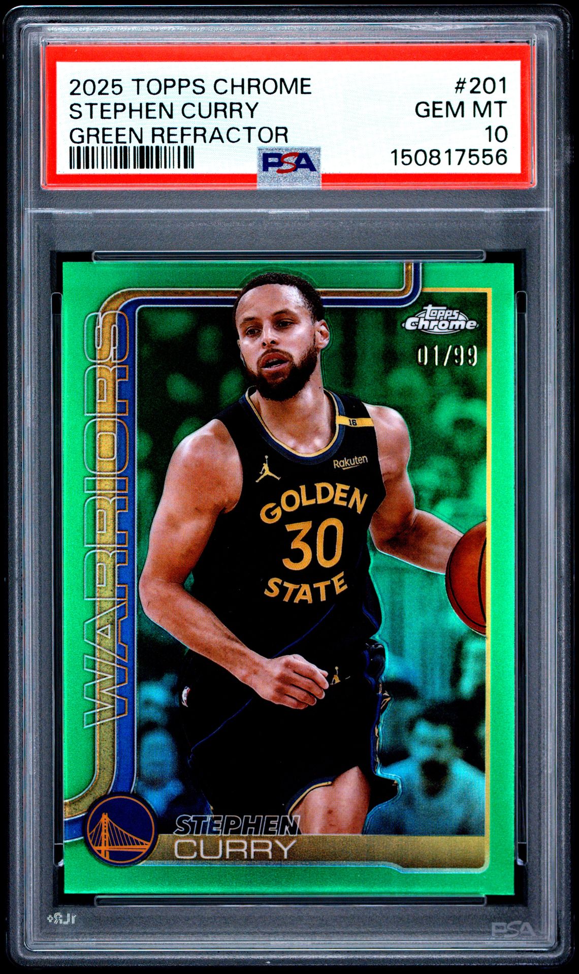 2025 Topps TOPPS CHROME Green Refractor #201 Stephen Curry front