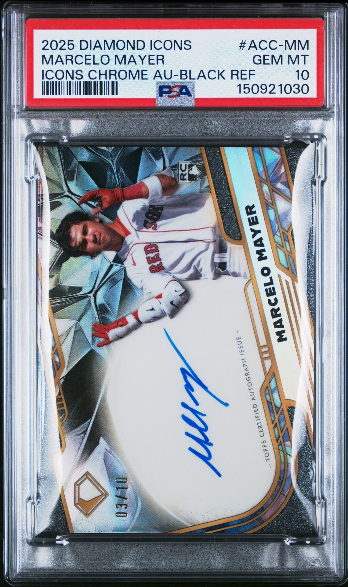 2025 Topps TOPPS DIAMOND ICONS ICONS CHROME AUTOGRAPHS BLACK REF #ACC-MM Marcelo Mayer front