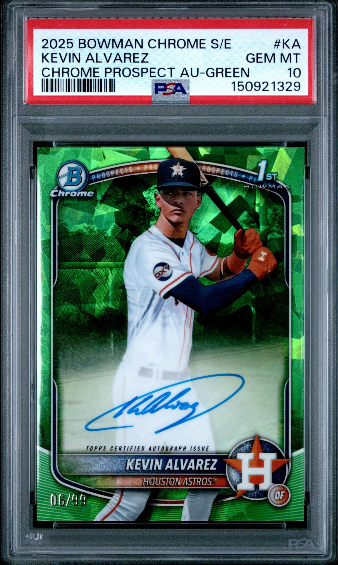2025 Bowman BOWMAN CHROME SAPPHIRE EDITION CHROME PROSPECTS AUTOGRAPHS Green #KA Kevin Alvarez front