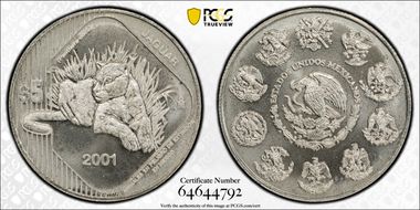 2001-Mo 5 Peso Jaguar KM-658 MS68