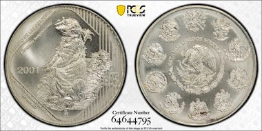 2001-Mo 5 Peso Prairie Dog KM-659 MS68