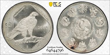 2000-Mo 5 Peso Wildlife - Eagle KM-652 Ag MS67