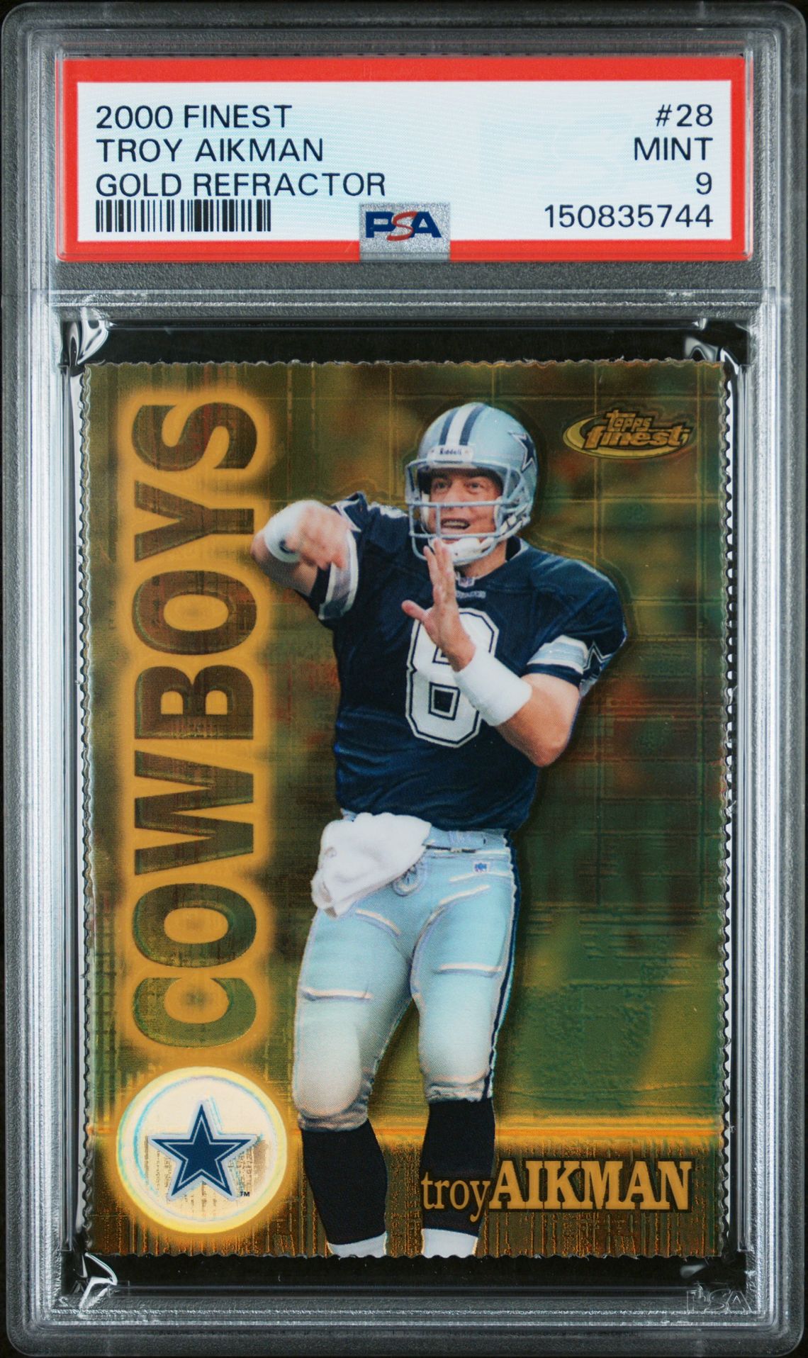 2000 Topps FINEST Gold Refractor #28 Troy Aikman front