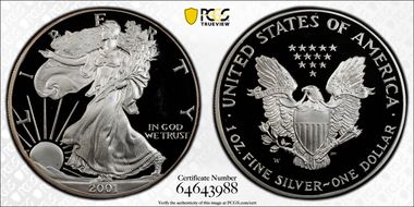 2001-W $1 Silver Eagle PR69DCAM