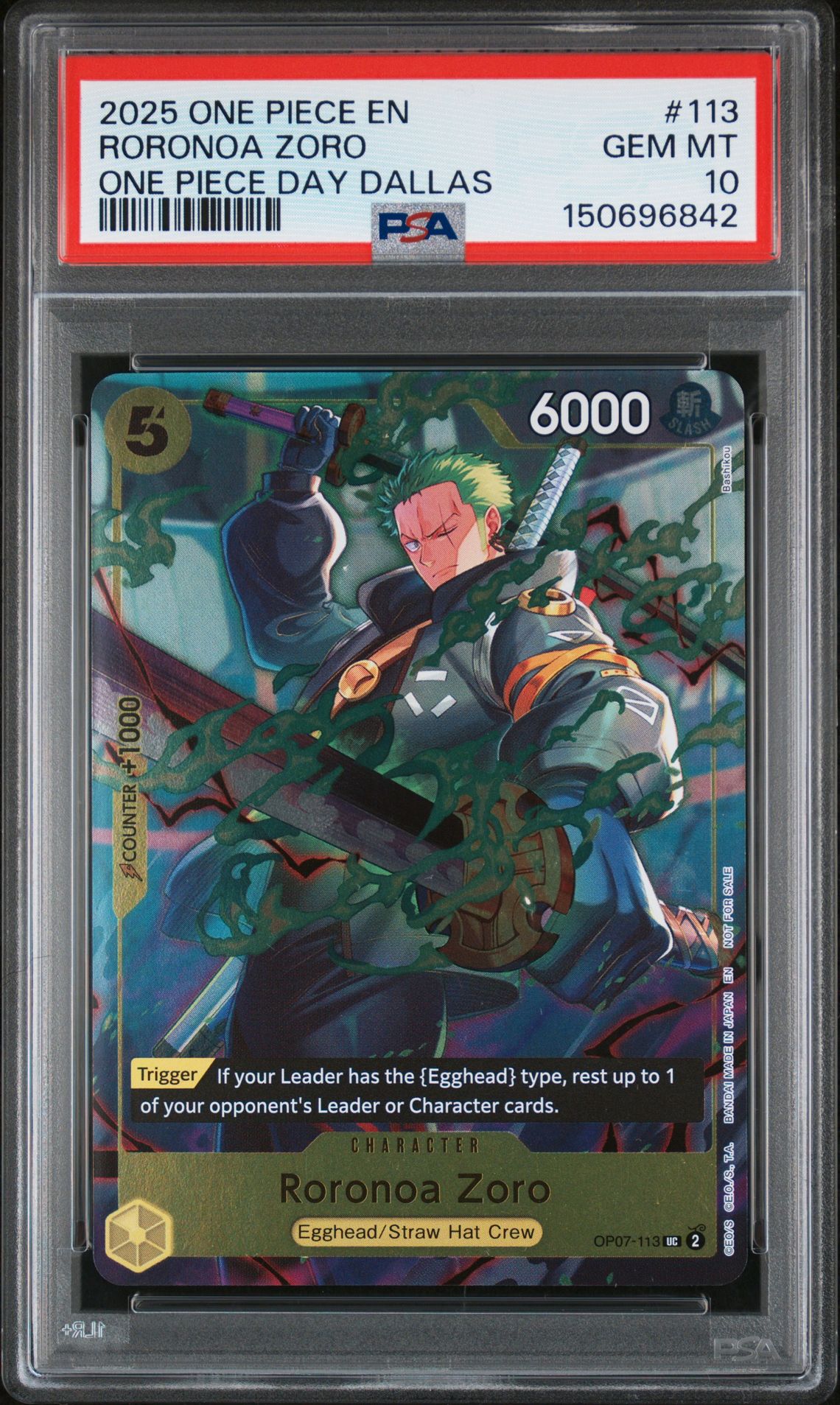 2025 One Piece ONE PIECE PROMOS ONE PIECE DAY DALLAS #113 Roronoa Zoro front