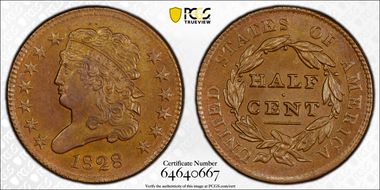1828 1/2C 13 Stars MS64BN