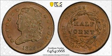 1829 1/2C C-1 MS63BN