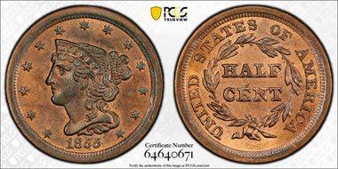 1855 1/2C C-1 MS64RB