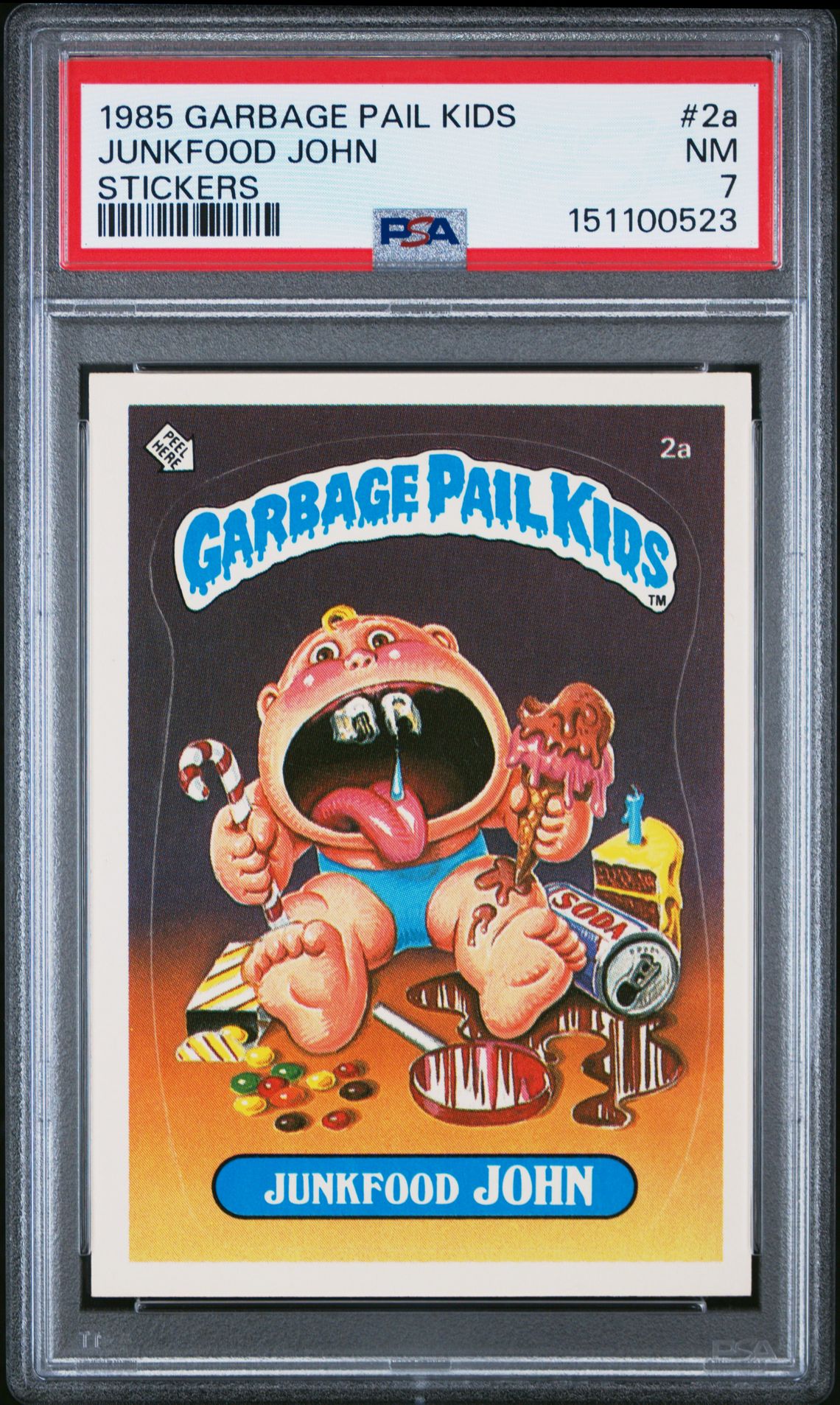 1985 Topps GARBAGE PAIL KIDS STICKERS #2A Junkfood John front