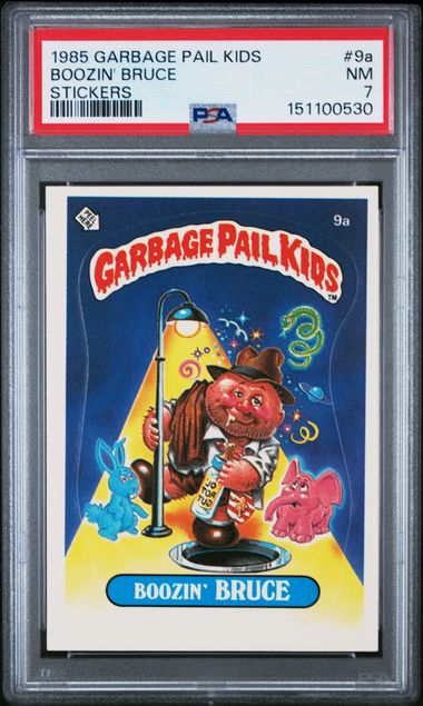 1985 Garbage Pail Kids Garbage Pail Kids Series 1 Stickers/Base-Glossy #9A Boozin' Bruce front