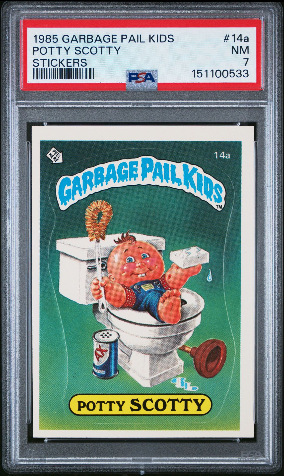 1985 Topps GARBAGE PAIL KIDS STICKERS #14A Potty Scotty front