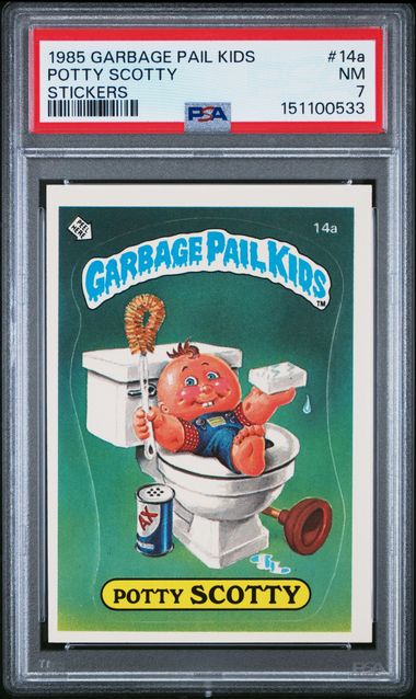 1985 Topps Garbage Pail Kids STICKERS #14A Potty Scotty front