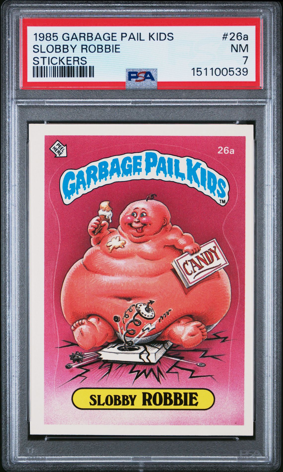 1985 Topps GARBAGE PAIL KIDS STICKERS #26A Slobby Robbie front