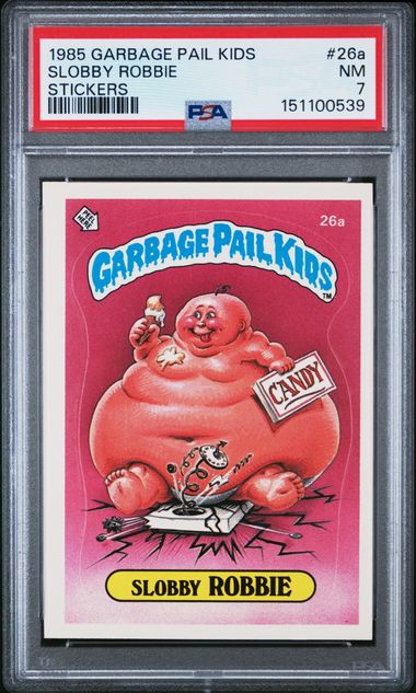 1985 Topps GARBAGE PAIL KIDS STICKERS GLOSSY #26A Slobby Robbie front