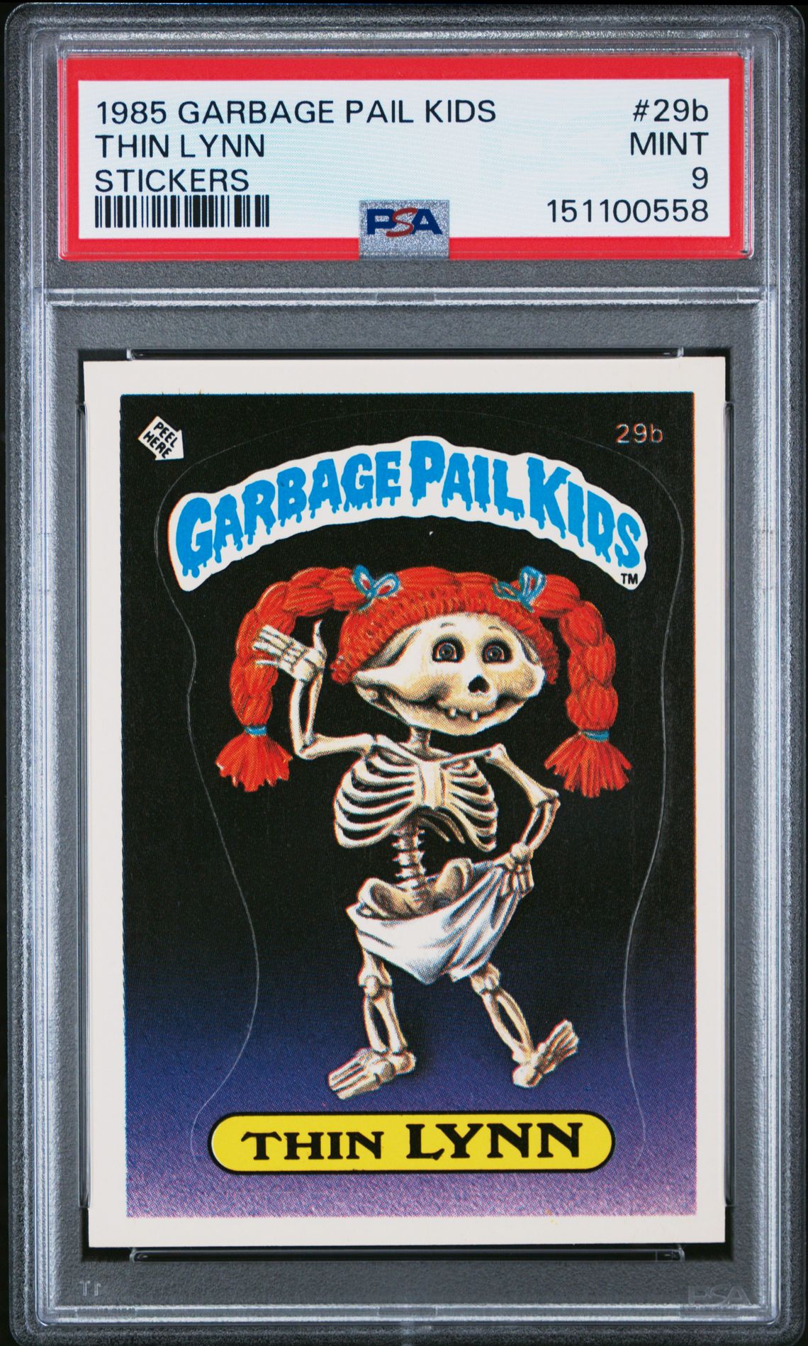 1985 Topps GARBAGE PAIL KIDS STICKERS GLOSSY #29B Thin Lynn front