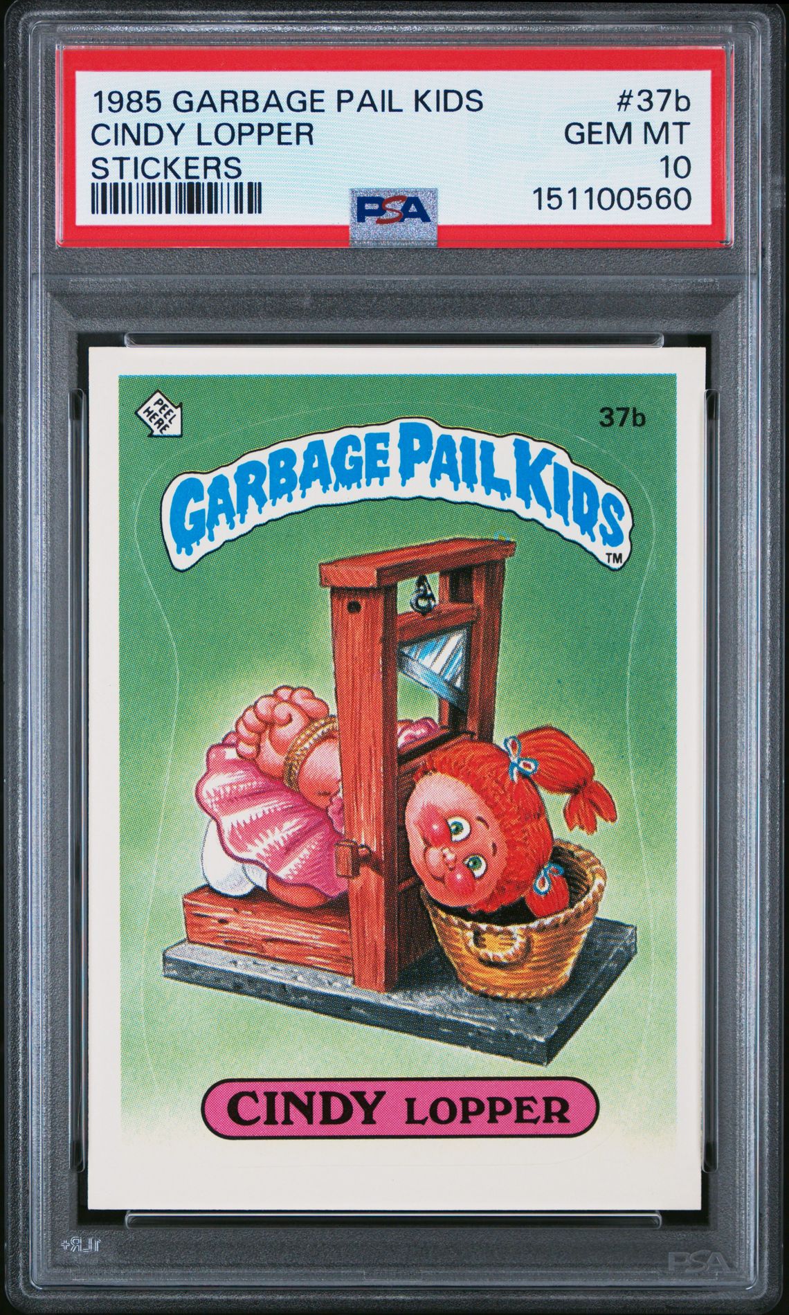 1985 Topps GARBAGE PAIL KIDS STICKERS #37B Cindy Lopper front