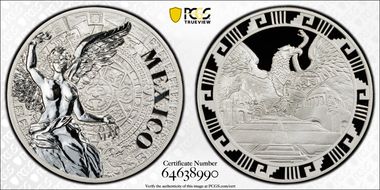 (2016)-Mo Medal "Mexican Elements" Ag 1oz Later Type PR70DCAM