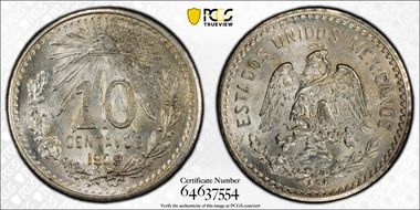 1909-M 10C KM-428  Ag MS65