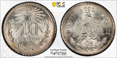 1910/00-M 10C KM-428  Ag MS66